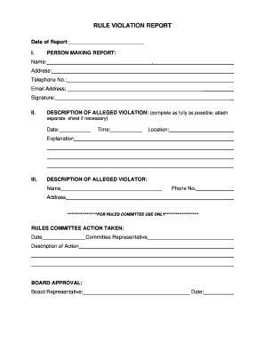 Rule Violation Report Form