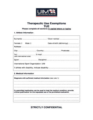 Therapeutic Use Exemption Form