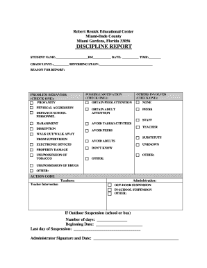 Discipline Report Form