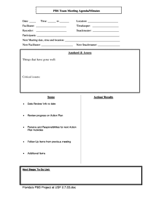 PBS Team Meeting Agenda/Minutes