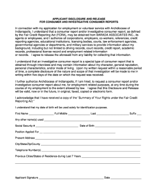 Applicant Disclosure and Release for Consumer Reports