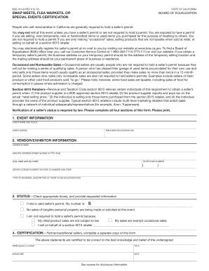 California Swap Meet Vendor Certification