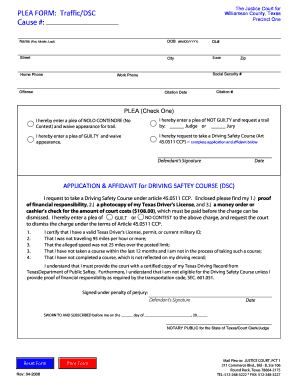 Texas Traffic Plea Form