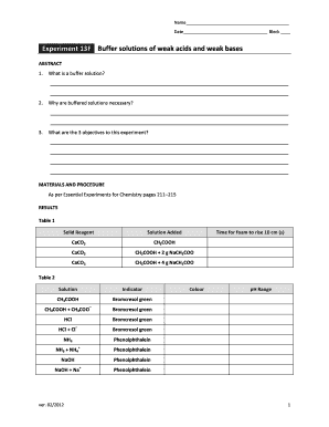 Chemistry Lab Report Form