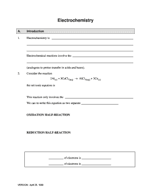 Electrochemistry Worksheet