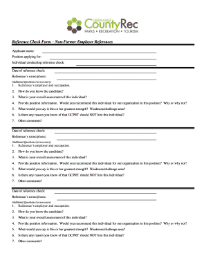 Reference Check Form – Non-Former Employer References
