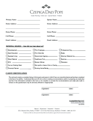 Estate Planning Client Questionnaire