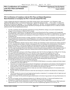 PHA Certifications of Compliance Form