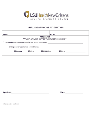 Influenza Vaccine Attestation Form