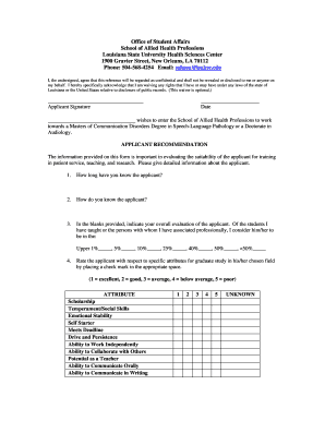 Applicant Recommendation Form