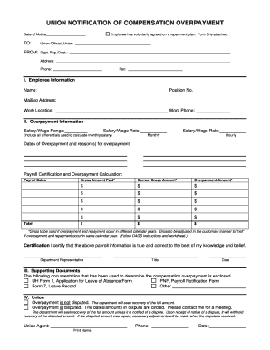 Union Notification of Compensation Overpayment