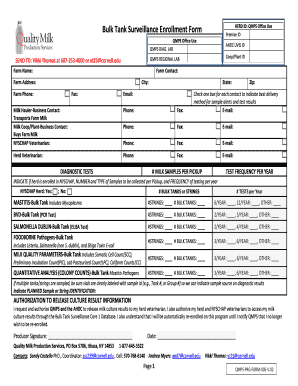 Bulk Tank Surveillance Enrollment Form