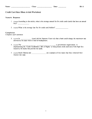Credit Card Rate Hikes Article Worksheet