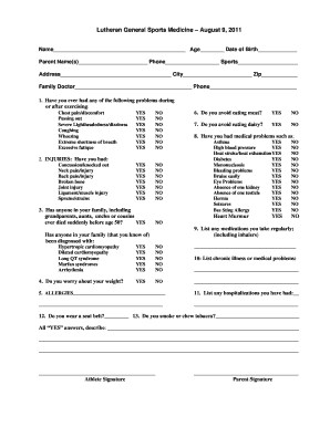 Lutheran General Sports Medicine Form