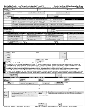 Solicitud de Permiso para Asistencia Interdistrital (Forma 341)