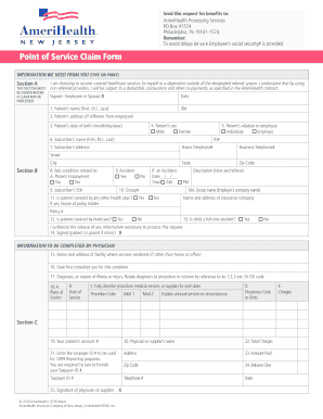 AmeriHealth Point of Service Claim Form