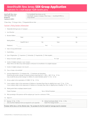 AmeriHealth New Jersey SEH Group Application