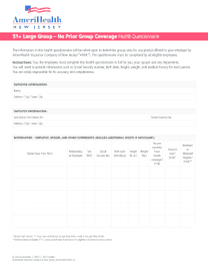 AmeriHealth Health Questionnaire for Large Groups