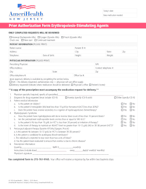 Prior Authorization Form for Erythropoiesis-Stimulating Agents