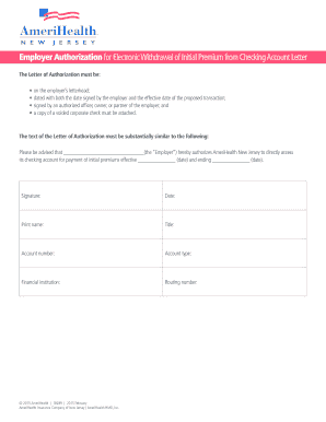 Employer Authorization for Electronic Withdrawal