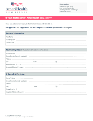 AmeriHealth New Jersey Doctor Request Form