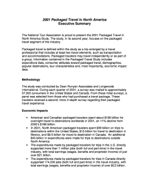 2001 Packaged Travel in North America Study