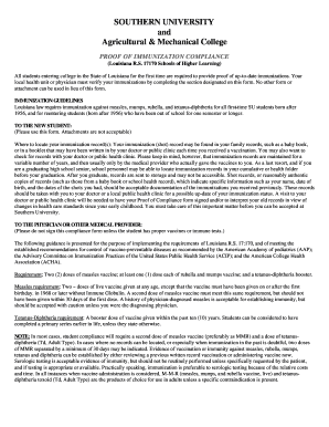 Preuve de conformité des vaccinations