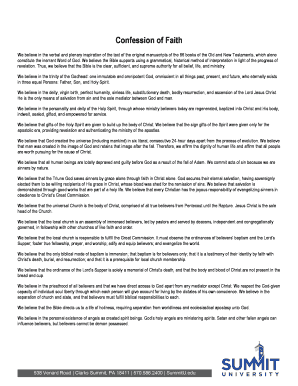 Confession of Faith and Standards of Conduct Agreement