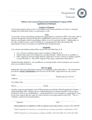 Military and Veteran Patients Home Rehabilitation Program Application