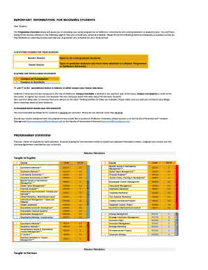 Heilbronn University Study Programme Form