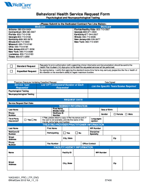 Behavioral Health Service Request Form
