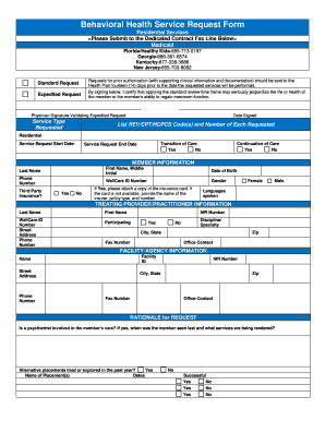 Behavioral Health Service Request Form