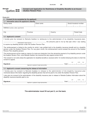 Québec Pension Plan Disability Benefits Consent Form