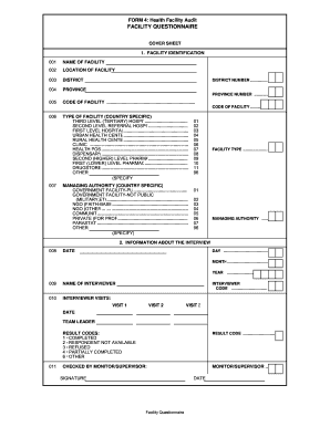 Health Facility Audit Questionnaire