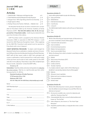 CME Quiz for The Maryland Family Doctor