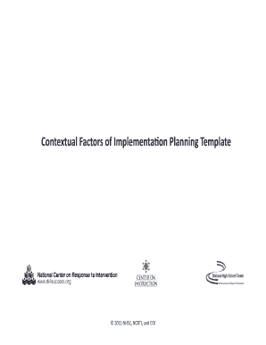 Contextual Factors of Implementation Planning Template