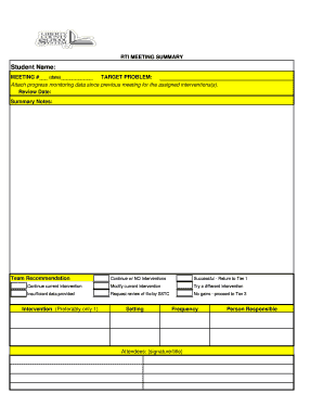 RTI Meeting Summary Form