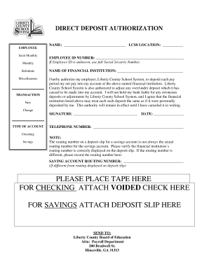 Direct Deposit Authorization Form