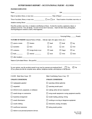 Supervisor's Report - Occupational Injury - Illness