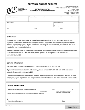 Deferred Compensation Deferral Change Request