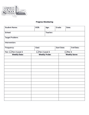 Student Progress Monitoring Form