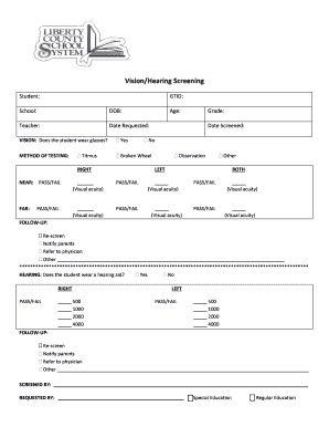 Vision and Hearing Screening Form