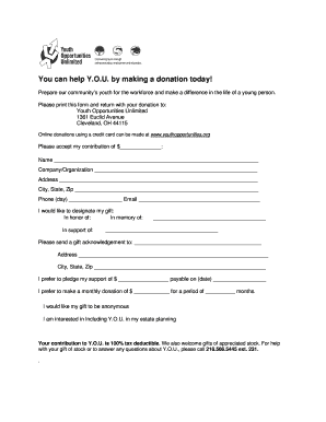 Y.O.U. Donation Form