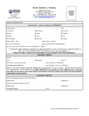 Work & Travel Participant Application
