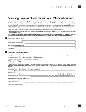 Premiere Select Standing Payment Instructions Form