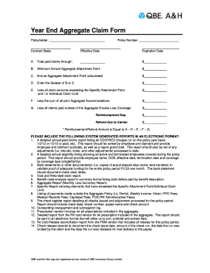 Year End Aggregate Claim Form