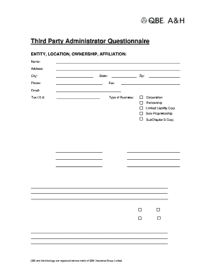 Third Party Administrator Questionnaire