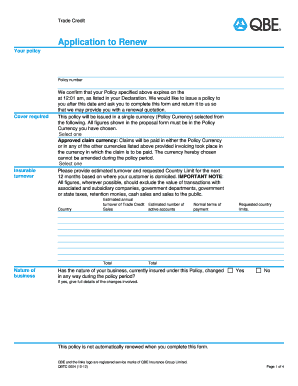 Trade Credit Policy Renewal Application
