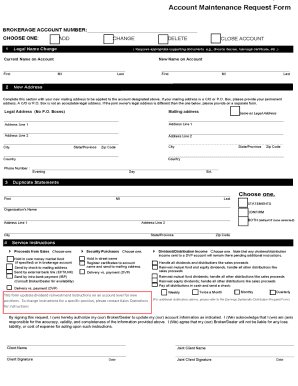 Brokerage Account Maintenance Request Form