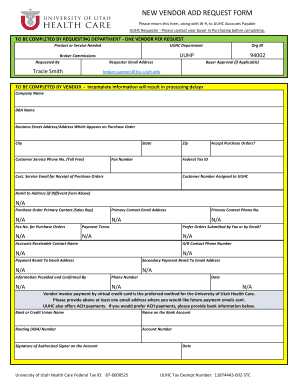 New Vendor Add Request Form